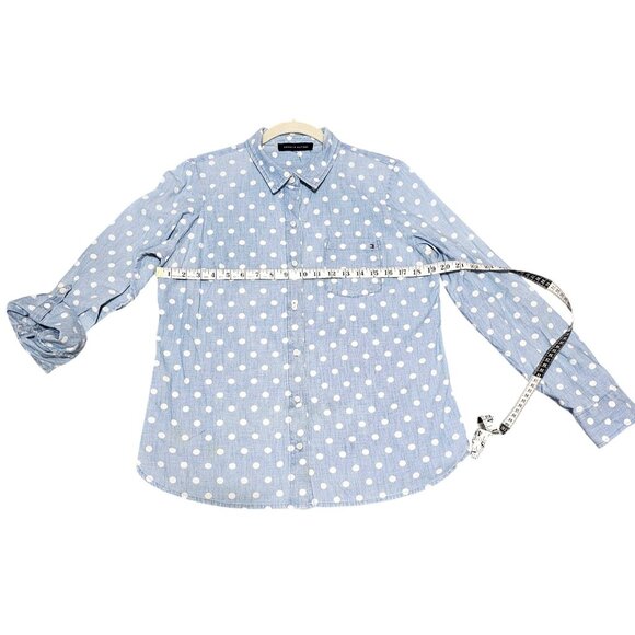 Tommy Hilfiger Womens Blue Polka Dot Button-Up Shirt Size M - Picture 12 of 12